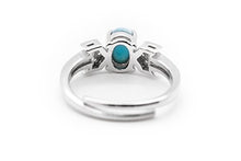 Load image into Gallery viewer, AZIEL Natural Larimar 925 Sterling Silver Larimar Ring Size Adjustable Antique Style
