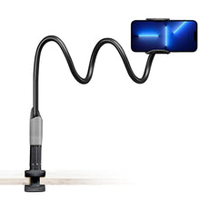 Load image into Gallery viewer, Gooseneck Bed Phone Holder, SAIJI Flexible Long Arm Phone Mount for Desk, Clip Bracket Clamp Stand for 4.0-6.5'' Mobile Cell Phone Stand Document Camera Nintendo Switch (Black)
