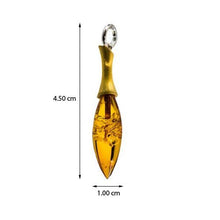 Load image into Gallery viewer, Honey Amber Gold Plated Sterling Silver French Collection Drop Pendant
