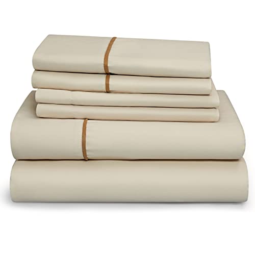 Bedsure Twin Size Sheets Set 4 PC - Deep Pocket Bed Sheets Twin Soft Brushed Microfiber, 1800 Hotel Luxury Bed Sheets Set, Wrinkle and Fade Resistant, Beige