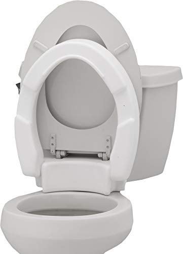 NOVA Medical Products Hinged Toilet Seat Riser, Lift Up and Down Raised Toilet Seat (For Under Seat), For Elongated Seat, White