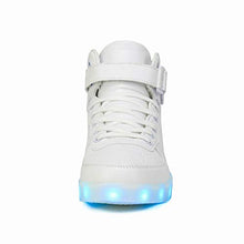 Load image into Gallery viewer, Voovix Unisex LED Shoes Light Up Shoes High Top Sneakers for Women Men white38
