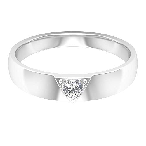 3 MM Round Cut Solitaire Certified Diamond Engagement Ring, Solid Mix Metal Triangle Design Wedding Statement Rings, Birthday Anniversary Promise Band, 10K White Gold, Size:US 3.5