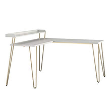 Load image into Gallery viewer, Ameriwood Home Haven L Riser, White/Gold Desk
