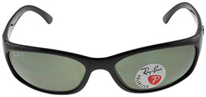Ray-Ban Men's RB4115 Rectangular Sunglasses, Black/Polarized Green, 57 mm