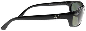 Ray-Ban Men's RB4115 Rectangular Sunglasses, Black/Polarized Green, 57 mm