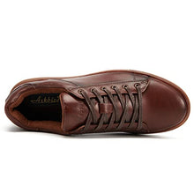 Load image into Gallery viewer, Men's Fashion Casual Genuine Leather Sneaker Shoes Arkbird Original Design Plain Toe Lace Up Rubber Sole Walking Shoes for Men Size 9.5
