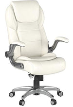 Load image into Gallery viewer, AmazonCommercial Ergonomic High-Back Bonded Leather Executive Chair with Flip-Up Arms and Lumbar Support, Cream
