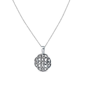 Charmsy Sterling Silver Jewelry Light-Weight Antique Celtic Knot Charm Pendant with Cable Chain for Women 26 MM