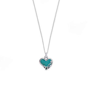 Boma Jewelry Sterling Silver Turquoise Heart Necklace, 16 inches