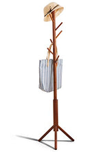 Load image into Gallery viewer, Premium Bamboo Coat Rack Tree with 8 Hooks, 3 Adjustable Sizes Free Standing Wooden Coat Rack, Super Easy Assembly Hallway, Entryway Coat Hanger Stand for Clothes, Suits, Be made of bamboo and poplar wood

