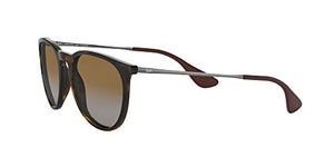 Ray-Ban RB4171 Erika Round Sunglasses, Light Havana/Polarized Grey Gradient Brown, 54 mm