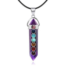 Load image into Gallery viewer, ASTRYAS Healing Crystal Pendant Men&#39;s and Women&#39;s 7 Chakra Balanced Gemstone Necklace with 18&quot; Stainless Steel Chain Strap Gift Box - Amethyst
