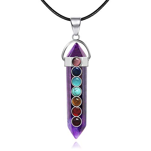 ASTRYAS Healing Crystal Pendant Men's and Women's 7 Chakra Balanced Gemstone Necklace with 18