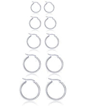 Load image into Gallery viewer, Tornito 5 Pairs Hoop Earrings Small Cartilage Tragus Endless Stainless Steel Round Click Top Segment Septum Nose Lip Ring Twisted Cute Huggie Earrings for Women Girls
