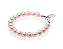 Load image into Gallery viewer, Baby Crystals Delicate Sterling Silver Bracelets for Girls with Rosaline European Simulated Pearls, Elegant Girls Jewelry, Pearl Bracelet for Birthday Gifts Flower Girls
