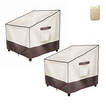 Load image into Gallery viewer, F&amp;J Outdoors Waterproof Patio Chair Covers UV Resistant Eco-Friendly Fabric Outdoor Lounge Chair Straight Back Chair Covers, 33Wx34Dx32H inch,Beige+Brown,2Pack
