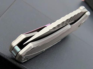 Eafengrow EF902 Folding Pocket Knife with High-Performance D2 Steel Blade; Titanium Alloy Handle Scales with Pocket clip; Frame Lock, for Camping Working Tactical Survival Military EDC Tool