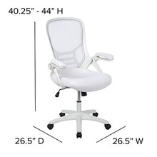 Load image into Gallery viewer, Flash Furniture High Back White Mesh Ergonomic Swivel Office Chair with White Frame and Flip-up Arms
