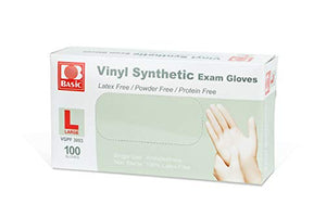 Basic Medical Clear Vinyl Exam Gloves - Latex-Free & Powder-Free - Large, VGPF3003 (Case of 1,000)