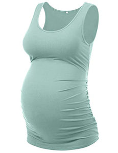 Maternity Shirts Tank Tops Maternity Clothes (Sage,S)