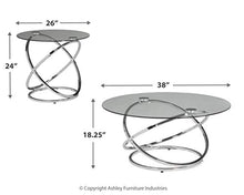 Load image into Gallery viewer, Signature Design by Ashley - Madanere Contemporary 3-Piece Table Set - Includes Cocktail Table &amp; Two End Tables, Chrome Finish
