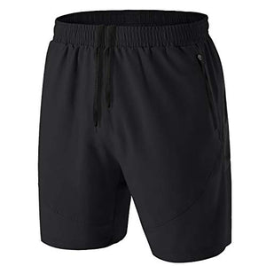 HMIYA Men's Casual Sports Quick Dry Workout Running or Gym Training Short with Zipper Pockets（White,S）