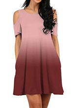 Load image into Gallery viewer, Womens Casual Dresses Tunic Summer Dresses with Pocket Ombre Red S
