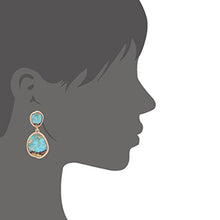Load image into Gallery viewer, BONALUNA Bohemian Wood And Marble Effect Oval Shaped Drop Statement Earrings (TURQUOISE)
