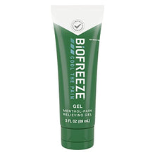 Load image into Gallery viewer, Biofreeze Menthol Pain Relieving Gel 3 FL OZ Tube For Pain Relief Associated With Sore Muscles, Arthritis, Backaches, Strains, Bruises, Sprains &amp; Joint Pain (Packaging May Vary)
