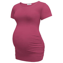 Load image into Gallery viewer, Bearsland Womens Maternity Tshirt 3 Packs Classic Side Ruched Tee Top Mama Pregnancy Clothes,Lakeblue+gyrstripe+Russetred,L
