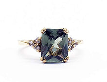 Load image into Gallery viewer, Green Tourmaline Ring - Statement Ring - Gold Ring - Engagement Ring - Rectangle Ring - Cocktail Ring - Gemstone Ring
