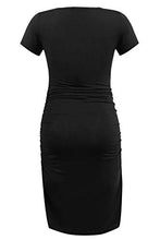 Load image into Gallery viewer, Smallshow Women&#39;s Short Sleeve Maternity Dress Ruched Pregnancy Clothes Large Black
