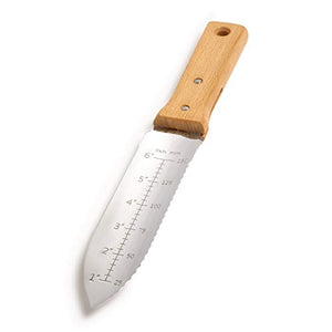 Nisaku NJP650 Hori-Hori Weeding & Digging Knife, Authentic Tomita (Est. 1960) Japanese Stainless Steel, 7.25" Blade, Wood Handle