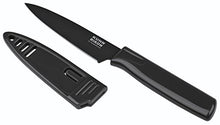 Load image into Gallery viewer, Kuhn Rikon Straight Paring Knife with Safety Sheath, 4 inch/10.16 cm Blade, Black
