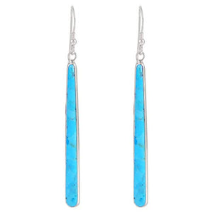 Turquoise Earrings in Sterling Silver & Genuine Turquoise (2.5" Long)