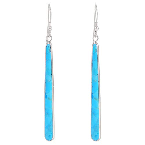 Turquoise Earrings in Sterling Silver & Genuine Turquoise (2.5