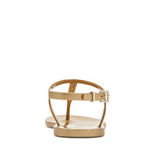 Load image into Gallery viewer, Katy Perry Women's The Geli-T Strap Flat Sandal, Pearl/New Gold, 8
