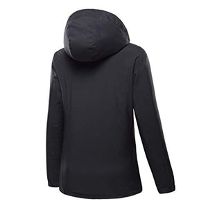 perfectCOCO Women's Plus Size Sport Jacket Waterproof Hoodie Hat Detachable Breathable Sport Outdoor Stand Collar Coat Black