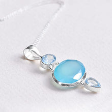 Load image into Gallery viewer, YoTreasure Blue Topaz &amp; Chalcedony Crystal Necklace .925 Sterling Silver Chain Pendant
