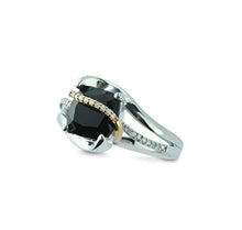 Load image into Gallery viewer, Heartland By Beverley Mitchell 10K Rose Gold with .925 Sterling Silver Cushion Cut Black Onyx &amp; Diamond Accented Faux Bypass Statement Ring (H-I Color, I2-I3 Clarity) - Size 7
