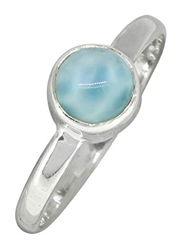 YoTreasure Natural Larimar Solid 925 Sterling Silver Ring