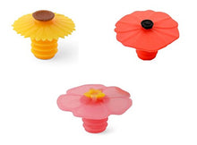 Load image into Gallery viewer, Charles Viancin Bottle Stopper - Sunflower, Poppy and Pink Hibiscus, Set of 3
