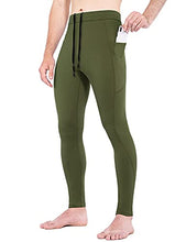 Load image into Gallery viewer, BALEAF Men's Thermal Running Tights Leggings Water Resistant with Pockets Cold Weather Hiking Cycling Fleece Pants Green L
