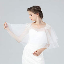Load image into Gallery viewer, Wedding Cape Lace Bridal High-Low Capelet Bolero Cover Up Lace Shawl 1920S Women Shrug Wrap Off White Style 3

