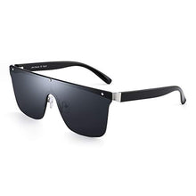 Load image into Gallery viewer, JIM HALO Rimless Shield Sunglasses One Piece Flat Top Mirror Glasses Women Men (Silver Frame/Grey Lens)
