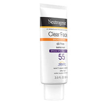Load image into Gallery viewer, Neutrogena Clear Face Liquid Lotion Sunscreen for Acne-Prone Skin, Broad Spectrum SPF 55 with Helioplex Technology, Oil-Free, Fragrance-Free &amp; Non-Comedogenic, 3 fl. oz
