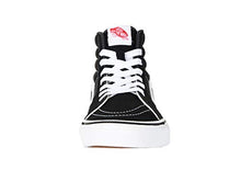Load image into Gallery viewer, VANS Sk8-Hi Unisex Casual High-Top Skate Shoes, Comfortable and Durable in Signature Waffle Rubber Sole, Black/White, 9 Women/7.5 Men
