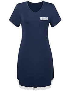 Womens Short Night/Sleep Shirt Pajama/Pj Dress/Gown/Tee V Neck(Gray,Medium)