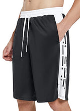 Load image into Gallery viewer, BALEAF Men's Basketball Shorts 11" Long Athletic Shorts with Phone Pockets Drawstring Training Black L
